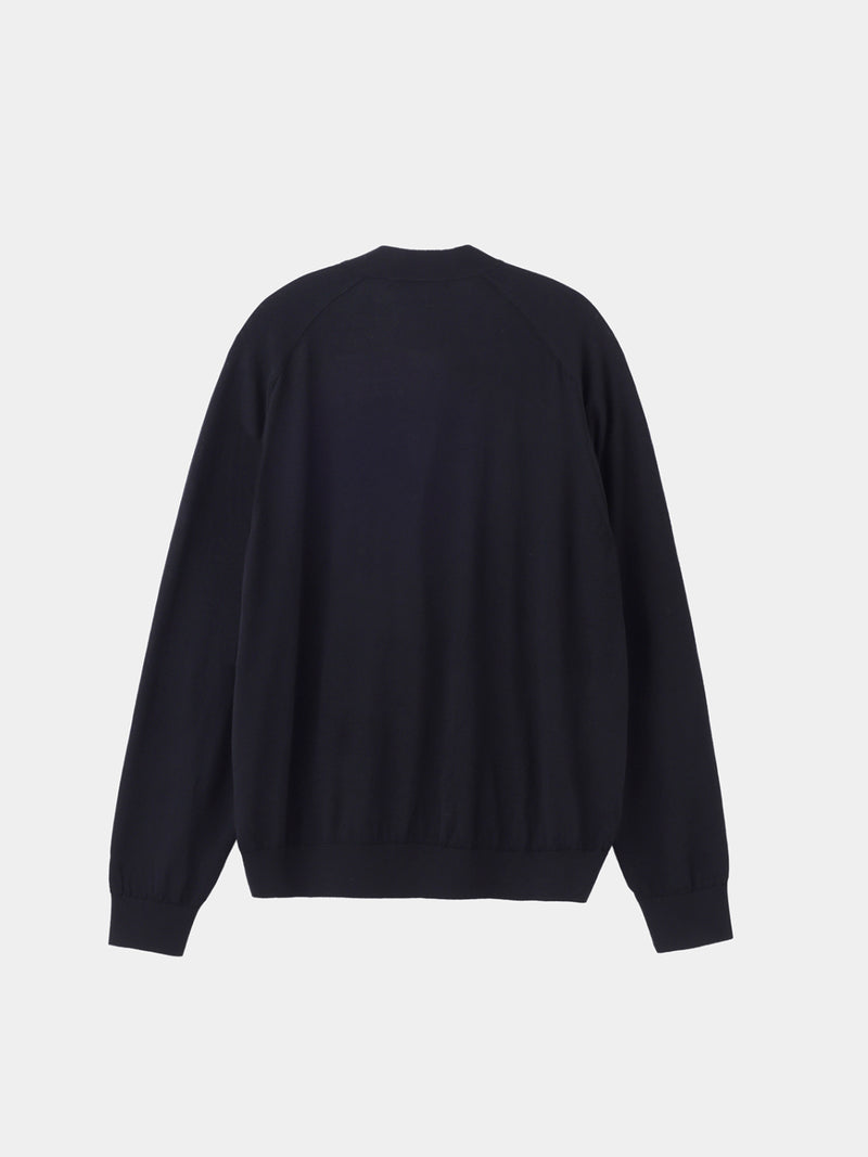 16GG V NECK CARDIGAN (UM302-UCD16) / BLACK – umeda-knit.com