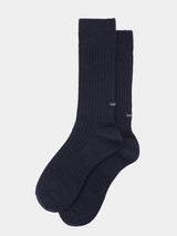 WOOL LONG RIB SOCKS (UM501-MSO01) / NAVY