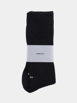WOOL LONG RIB SOCKS (UM501-MSO01) / BLACK