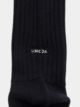 WOOL LONG RIB SOCKS (UM501-MSO01) / BLACK