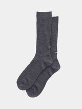 WOOL LONG RIB SOCKS (UM501-MSO01) / GRAY