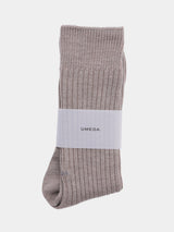 WOOL LONG RIB SOCKS (UM501-MSO01) / MOCHA