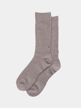 WOOL LONG RIB SOCKS (UM501-MSO01) / MOCHA