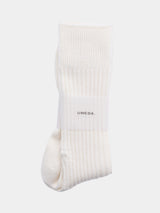 WOOL LINEN LONG RIB SOCKS (UM501-MSO02) / OFF WHITE
