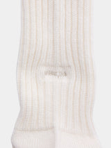WOOL LINEN LONG RIB SOCKS (UM501-MSO02) / OFF WHITE