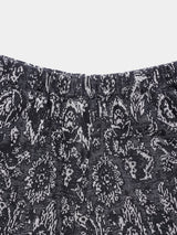 FLORAL PATTERN KNIT ART HALF PANTS (WK124-MPT01)  / BLACK