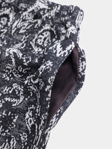 FLORAL PATTERN KNIT ART HALF PANTS (WK124-MPT01)  / BLACK
