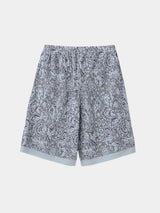 FLORAL PATTERN KNIT ART HALF PANTS (WK124-MPT01) / L.Blue