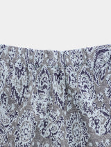 FLORAL PATTERN KNIT ART HALF PANTS (WK124-MPT01) / L.Blue
