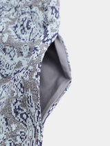 FLORAL PATTERN KNIT ART HALF PANTS (WK124-MPT01) / L.Blue