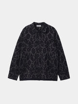 Floral pattern knit art L/S shirt (WK124-MSH03)  / Dark Navy