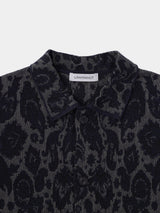Floral pattern knit art L/S shirt (WK124-MSH03)  / Dark Navy