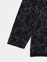 Floral pattern knit art L/S shirt (WK124-MSH03)  / Dark Navy