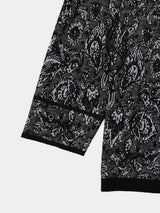 Floral pattern knit art L/S shirt (WK124-MSH03)  / Khaki