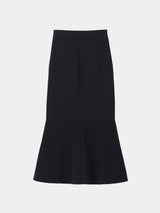 Strech Milano-rib Trumpet Skirt (WK125-LSK01) / Black