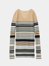 MULTI BORDER V-NECK KNIT (WK23S-LPO05)