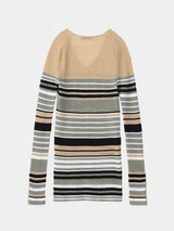 MULTI BORDER V-NECK KNIT (WK23S-LPO05)