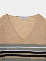 MULTI BORDER V-NECK KNIT (WK23S-LPO05)