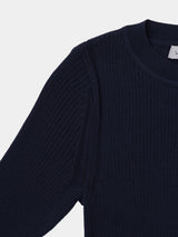 HARF-SLEEVE RIB KNIT(WK23S-LPO06) / Dark Navy