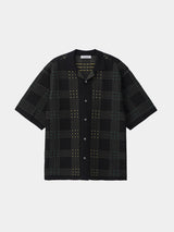 Check Jacquard S/S Knit Shirt (WK23S-MSH01) / Black