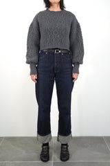 Low-gauge Cable St Short Knit Crewneck PO (WK324-LPO05-08) / Charcoal