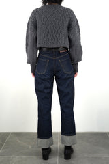 Low-gauge Cable St Short Knit Crewneck PO (WK324-LPO05-08) / Charcoal