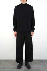 Middle-gauge Waffle Knit Turtleneck PO (WK324-MPO03-09) / Black