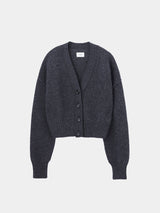 WOOL NYLON KNIT SHORT CARDIGAN (WK326-LCD02) / CHARCOAL