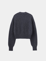 WOOL NYLON KNIT SHORT CARDIGAN (WK326-LCD02) / CHARCOAL