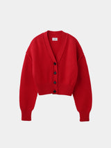 WOOL NYLON KNIT SHORT CARDIGAN (WK326-LCD02) / RED