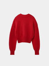 WOOL NYLON KNIT SHORT CARDIGAN (WK326-LCD02) / RED