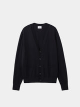 WOOL HIGH-GAUGE KNIT L/S V-NECK CARDIGAN (WK326-LCD03) / BLACK