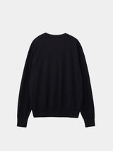 WOOL HIGH-GAUGE KNIT L/S V-NECK CARDIGAN (WK326-LCD03) / BLACK