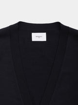 WOOL HIGH-GAUGE KNIT L/S V-NECK CARDIGAN (WK326-LCD03) / BLACK