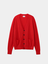 WOOL HIGH-GAUGE KNIT L/S V-NECK CARDIGAN (WK326-LCD03) / RED