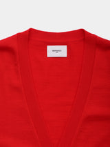 WOOL HIGH-GAUGE KNIT L/S V-NECK CARDIGAN (WK326-LCD03) / RED