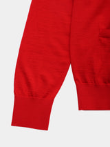 WOOL HIGH-GAUGE KNIT L/S V-NECK CARDIGAN (WK326-LCD03) / RED