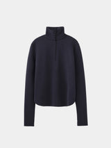 FIBRIL CARDBOARD KNIT L/S HIGH-NECK HALFZIP PO (WK326-LCS03) / BLACK