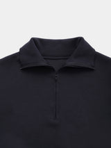 FIBRIL CARDBOARD KNIT L/S HIGH-NECK HALFZIP PO (WK326-LCS03) / BLACK