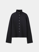 JOSETTE HIGHGAUGE-KNIT L/S HIGH-NECK BUTTON JACKET (WK326-LJK01) / CHARCOAL
