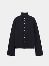 JOSETTE HIGHGAUGE-KNIT L/S HIGH-NECK BUTTON JACKET (WK326-LJK01) / BLACK