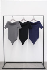 Off-Shoulder H/S Body-Suit (CZ126-LPO54) / Grey
