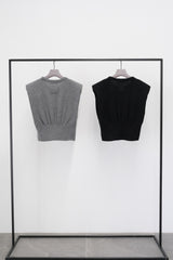 Shoulder padded Crew-neck Pull-over (CZ126-LPO57) / Grey