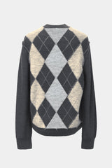 low-gauge intarsia knit L/S U-neck PO(PU325-MPO05) / Charcoal