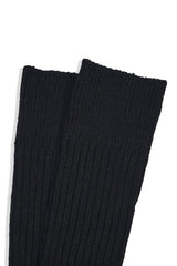 Wool Linen Long Rib Socks (UM501-MSO02) / BLACK