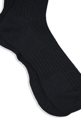 Wool Linen Long Rib Socks (UM501-MSO02) / BLACK