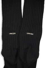 Wool Linen Long Rib Socks (UM501-MSO02) / BLACK