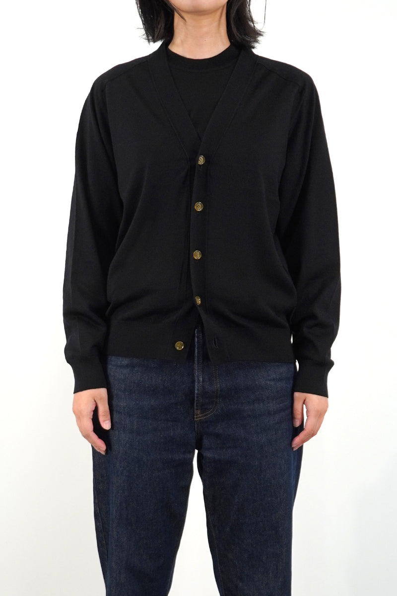 16GG V NECK CARDIGAN (UM302-UCD16) / BLACK – umeda-knit.com