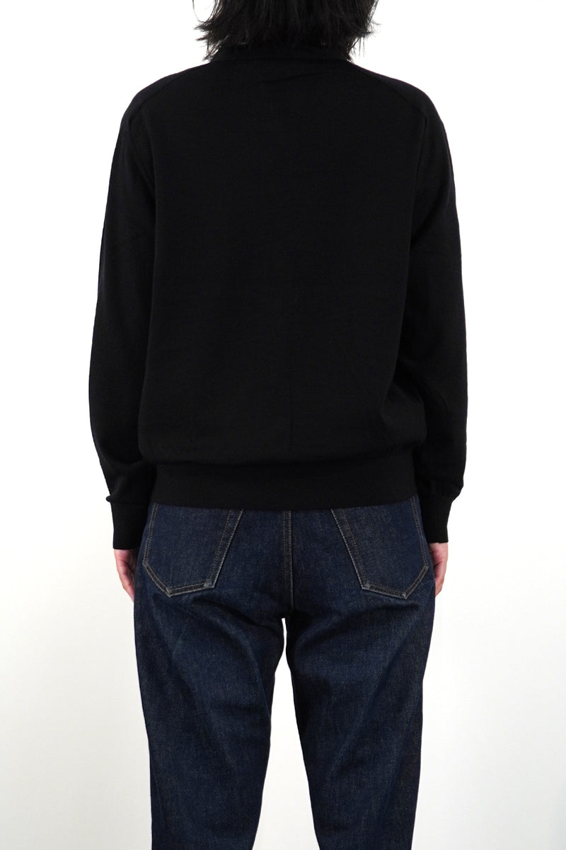 16GG V NECK CARDIGAN (UM302-UCD16) / BLACK – umeda-knit.com
